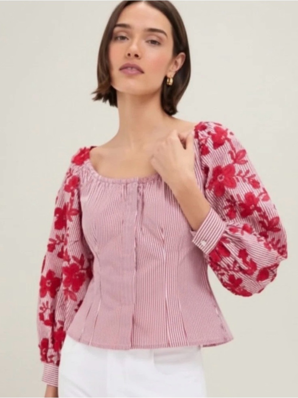 Tuckernuck Quinn Blouse - Red and White